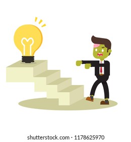 zombie businessman running on stairs