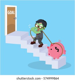 zombie businessman stairs to goal