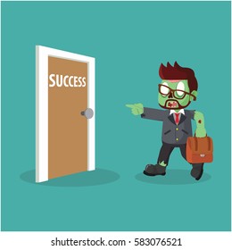 zombie businessman and success door