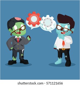 zombie businessman talking about plan