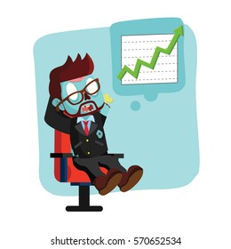 zombie businessman thinking raising graphic