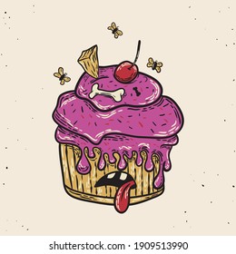zombie cake hand drawn illustration vector