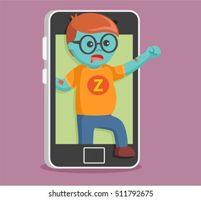 zombie came out from smartphone 