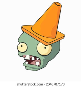 Zombie con una gorra en la cabeza. Da miedo la impresión de la cabeza zombie muerta aislada en el fondo de la luz. Ilustración del vector 