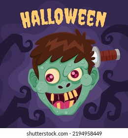 Zombie Cartoon Character on Halloween Party