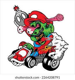 zombie cartoon character on vector art style