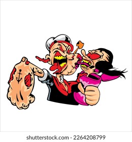 zombie cartoon character on vector art style