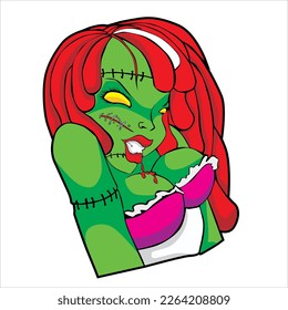 Zombie-Zeichentrickfigur auf Vektorkunststil