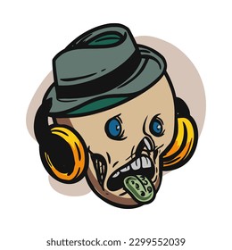 zombie cartoon character on vector art style