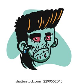 zombie cartoon character on vector art style