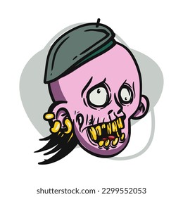 zombie cartoon character on vector art style