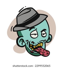 zombie cartoon character on vector art style