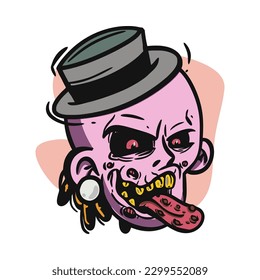 zombie cartoon character on vector art style