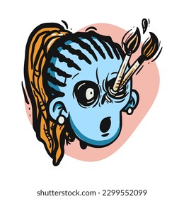 zombie cartoon character on vector art style