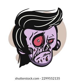 zombie cartoon character on vector art style