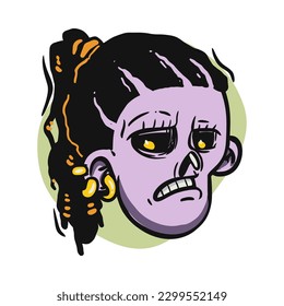 zombie cartoon character on vector art style