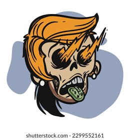 zombie cartoon character on vector art style