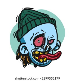 zombie cartoon character on vector art style