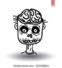 zombie cartoon character, vector illustration.