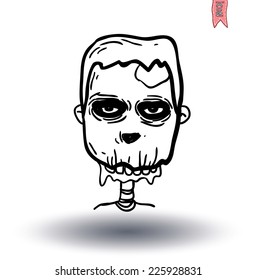 zombie cartoon character, vector illustration.