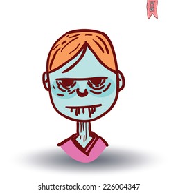 zombie cartoon character, vector illustration.