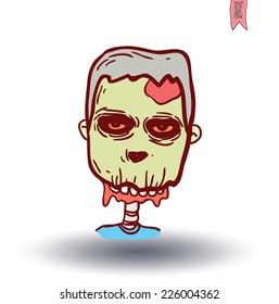 zombie cartoon character, vector illustration.