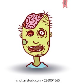 zombie cartoon character, vector illustration.
