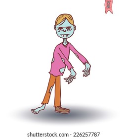 zombie cartoon character, vector illustration.