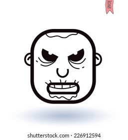 zombie cartoon character, vector illustration.