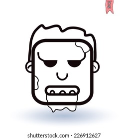 zombie cartoon character, vector illustration.