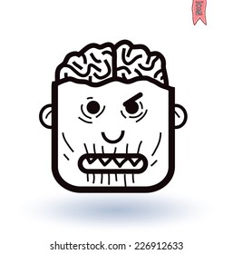 zombie cartoon character, vector illustration.