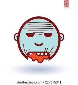 zombie cartoon character, vector illustration.