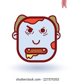 zombie cartoon character, vector illustration.