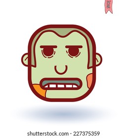 zombie cartoon character, vector illustration.