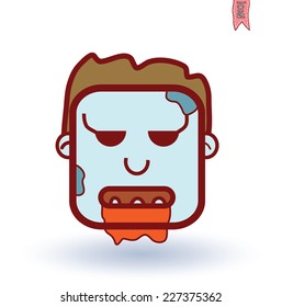 zombie cartoon character, vector illustration.