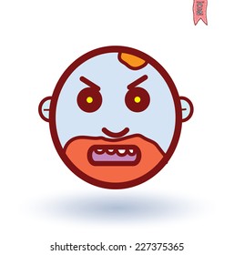 zombie cartoon character, vector illustration.