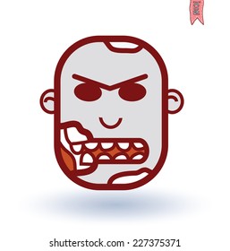 zombie cartoon character, vector illustration.