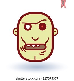 zombie cartoon character, vector illustration.