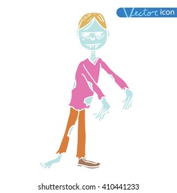   zombie cartoon character, vector illustration.