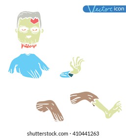   zombie cartoon character, vector illustration.