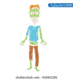   zombie cartoon character, vector illustration.