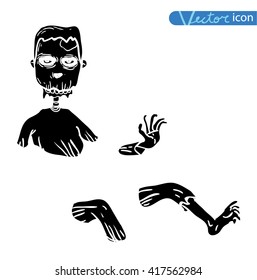   zombie cartoon character, vector illustration.