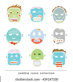 zombie cartoon character, vector illustration. black