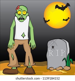 The zombie cartoon is dead. It can also be animated as it is still alive. In another sense is the ghost itself.