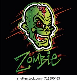 Zombie cartoon and font