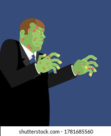 Zombie cartoon isolated. Green dead man vector illustration