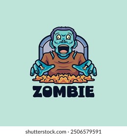 Zombie cartoon mascot character logo design