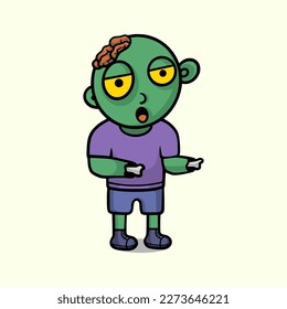 Zombie cartoon mascot design illustration 