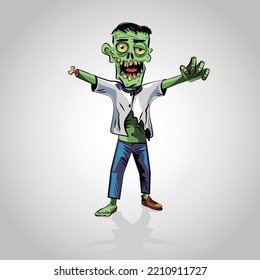 Zombie Cartoon, Walking Dead, Funny Halloween Monster,