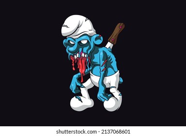 zombie cartton illustration back round black
